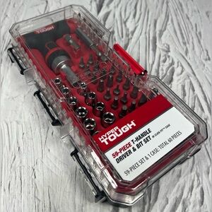 59-Piece HYPER TOUGH Ratcheting T-Handle Driver & Bit Set with Case